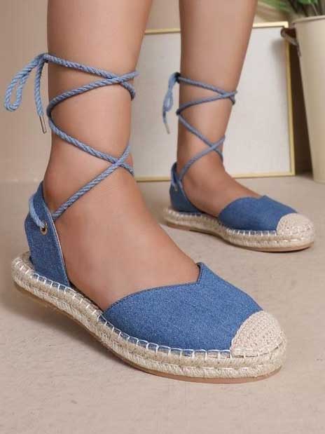 Carmela - Søde sandaler i denim med snøre